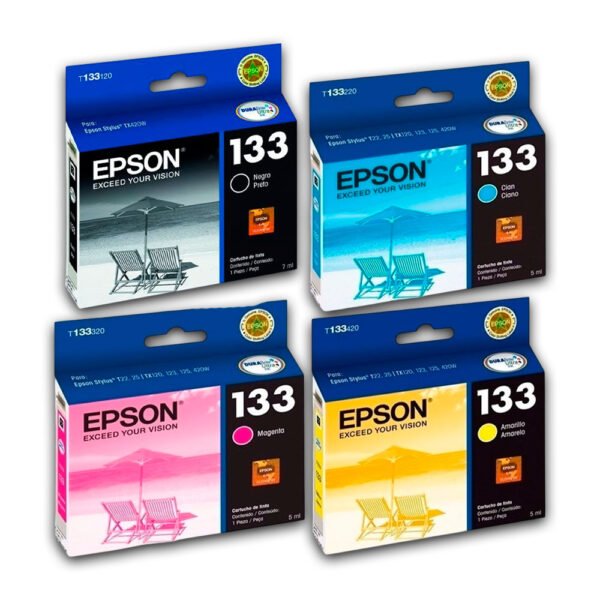 Kit de Tinta Epson 133 Negro y Tricolor Original