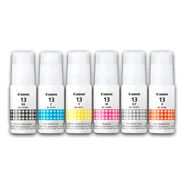 Kit Tinta Canon Gi-13 Bk C M Y Gy R Original